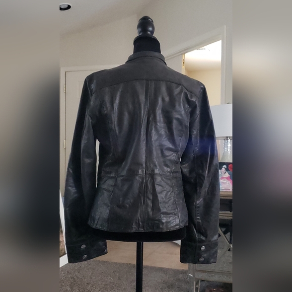 Vintage Y2K Italian Rider Moto Grunge Leather Retro Gray Cropped Shacket Jacket - Picture 3 of 9